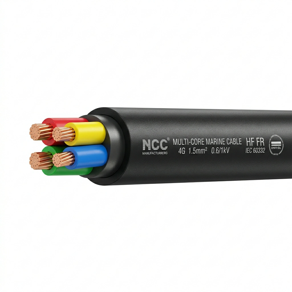 Halogen-free flame-retardant multi-core marine cable for shipboard power